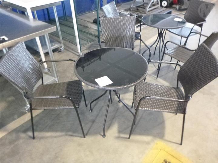 Custom 1x Glass Top Table 3x Chairs Furniture For Auction